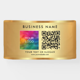 Kundenspezifischer QR-Code Firmenlogo Name Gold In Banner