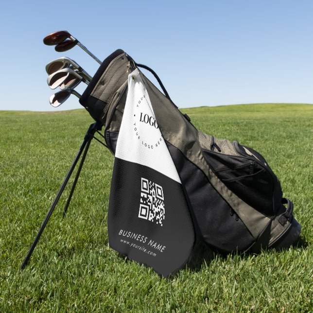 Kundenspezifischer QR-Code für Business-Logos und  Golfhandtuch (Gras)