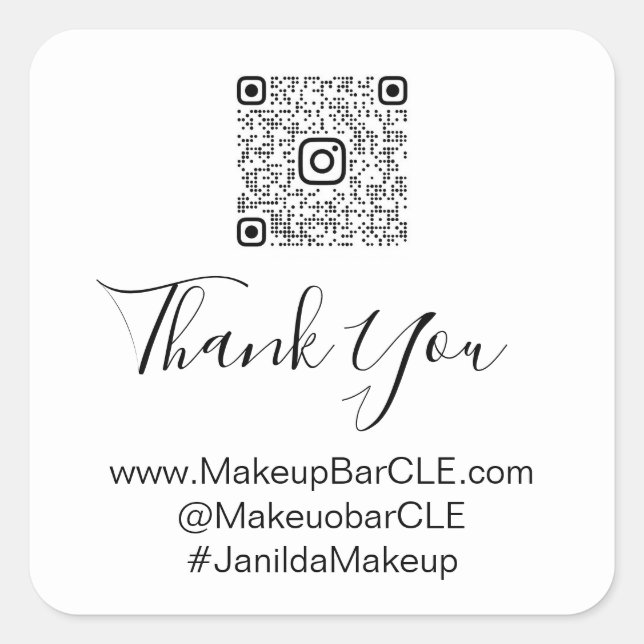 Kundenspezifischer QR-Code-Name Danke, dass Sie Bl Quadratischer Aufkleber (Vorderseite)