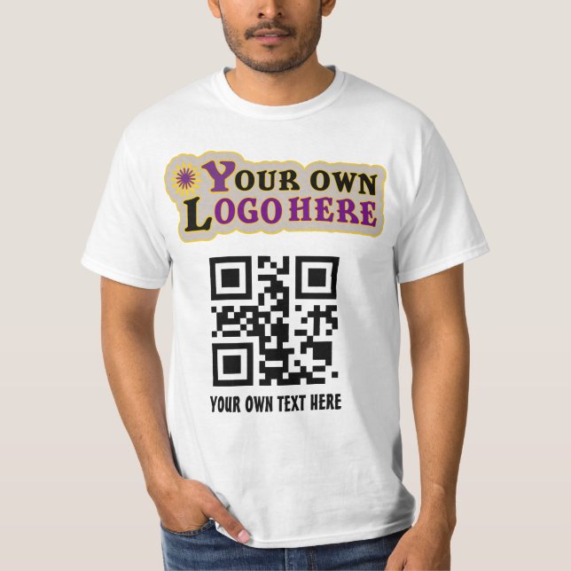Kundenspezifischer QR-Code und Logo T-Shirt (Vorderseite)