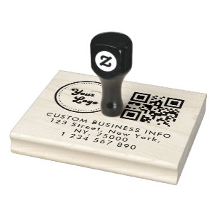 Kundenspezifischer QR-Code und Rücksendeadresse vo Gummistempel