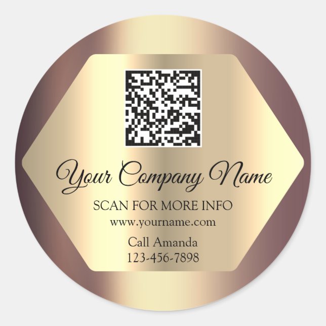 Kundenspezifischer QR-Code Werbe-Rose Gold Runder Aufkleber (Vorderseite)