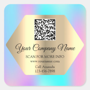 Kundenspezifischer QR-Code Werbung Gold Blue Pink Quadratischer Aufkleber