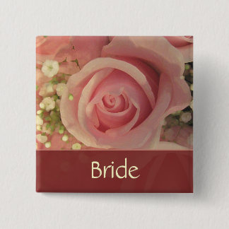 Kundenspezifischer rosa Rosen-Braut-Knopf Button