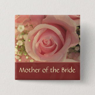 Kundenspezifischer rosa Rosen-Hochzeits-Knopf - Button