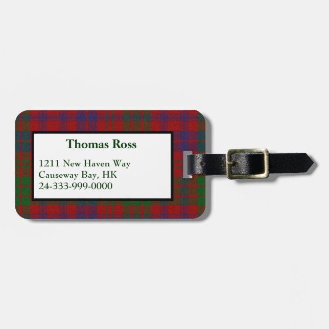 Kundenspezifischer Rosstartan-karierter Gepäckanhänger (Vorderseite horizontal)