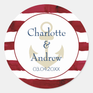 Kundenspezifischer roter Streifen Anker Runder Aufkleber