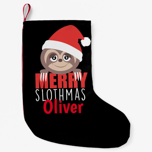 Kundenspezifischer Sloth Slothmas Kleiner Weihnachtsstrumpf (Vorderseite)