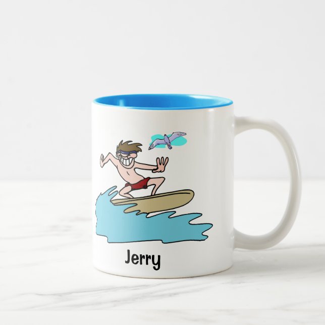 Kundenspezifischer Surfers-Kaffee - Tee-Tasse Zweifarbige Tasse (Rechts)