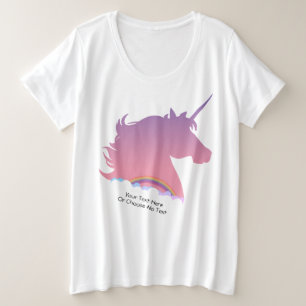 Kundenspezifischer Text Ombre lila rosa Unicorn u. Große Größe T-Shirt