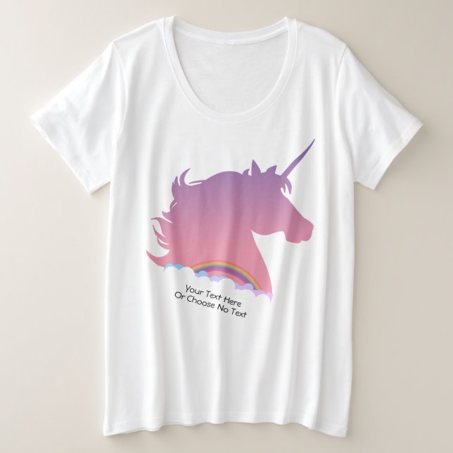 Kundenspezifischer Text Ombre lila rosa Unicorn u. Große Größe T-Shirt (Design vorne)