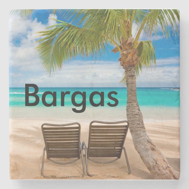 Kundenspezifischer tropischer Strand-Untersetzer Steinuntersetzer (Vorderseite)