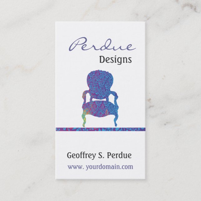 Kundenspezifischer viktorianischer Damast-Stuhl Visitenkarte (Vorderseite)