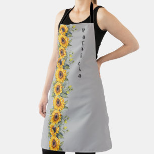 Kundenspezifischer Vorname Womens Sunblumen Gelb Schürze