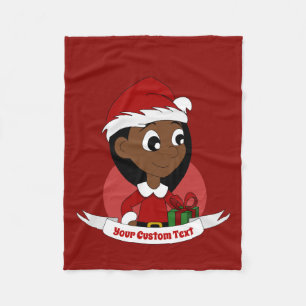 Kundenspezifischer Weihnachtsmädchen-Cartoon Fleecedecke