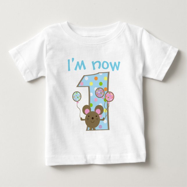 Kundenspezifisches Ballon-Mäuseblau-1. Baby T-shirt (Vorderseite)