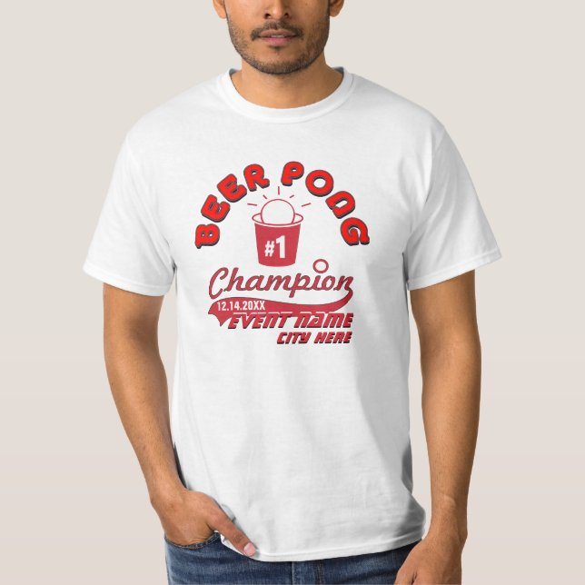 Kundenspezifisches Bier Pong Meister-Preis-Shirt T-Shirt (Vorderseite)