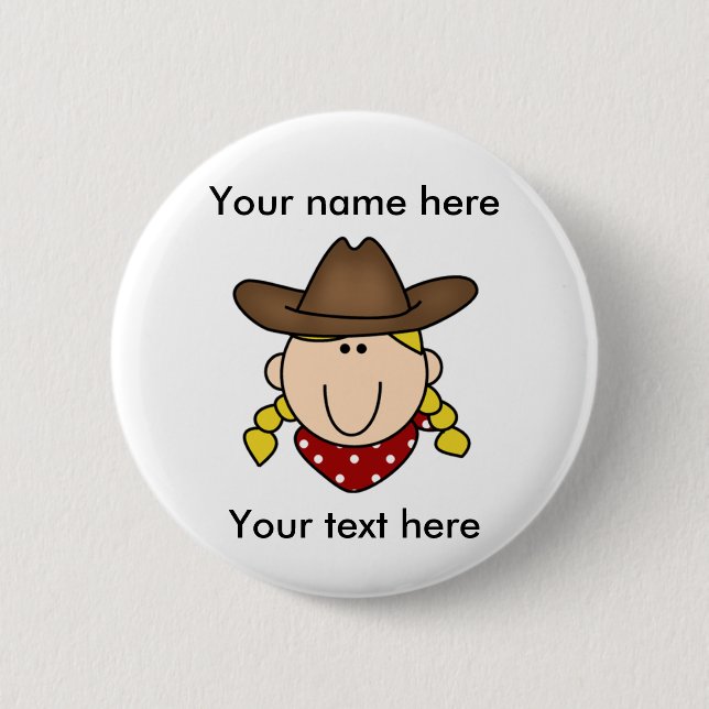 Kundenspezifisches blondes Cowgirl Button (Vorderseite)