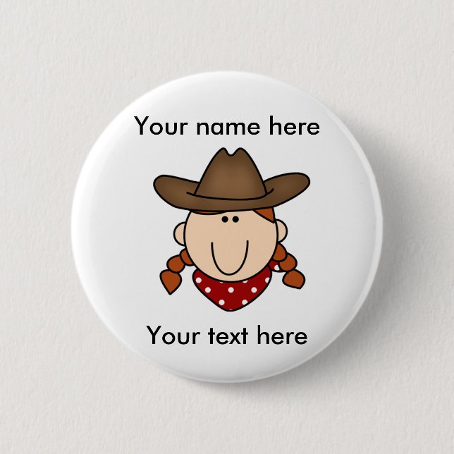 kundenspezifisches Cowgirl roter Knopf Button (Vorderseite)