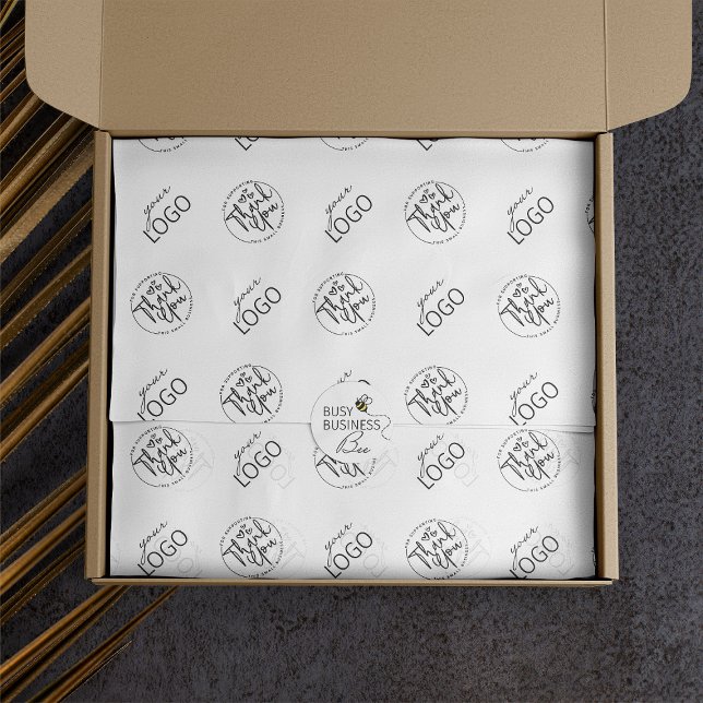 Kundenspezifisches Firmenlogo Danke Muster-Gewebep Seidenpapier (Logo branded tissue paper by Busy Business Bee)