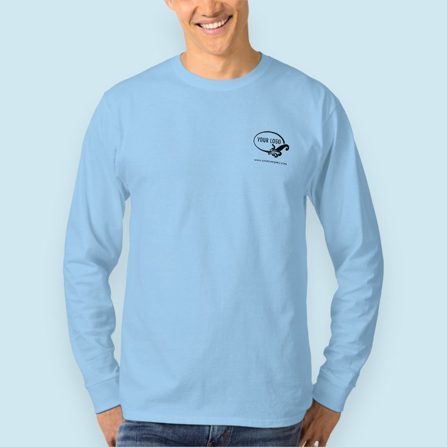 Kundenspezifisches Firmenlogo für Business Long Sl T-Shirt (MISOOK Men’s Light Blue Long Sleeve Shirt with Logo)