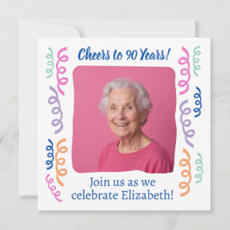 Kundenspezifisches Foto auf 90 Jahre Geburtstagstr Einladung