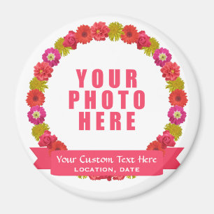 Kundenspezifisches Foto BlumeWreath u. Textmagnet Magnet