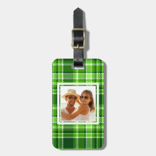 Kundenspezifisches Foto-Checkered grüne Farbmuster Gepäckanhänger