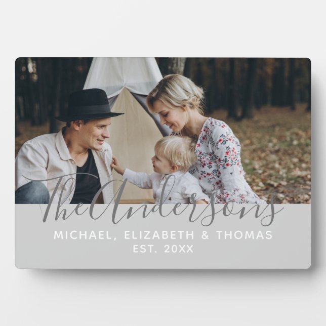 Kundenspezifisches Foto mit Familienname und fests Fotoplatte (Vorderseite)