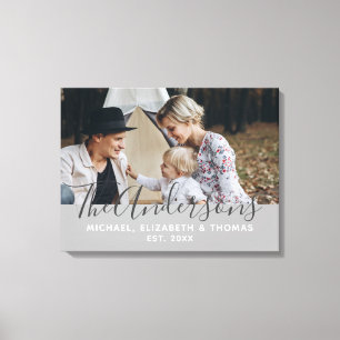 Kundenspezifisches Foto mit Familienname und fests Leinwanddruck