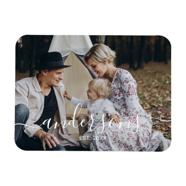 Kundenspezifisches Foto mit Familienname und fests Magnet (Horizontal)