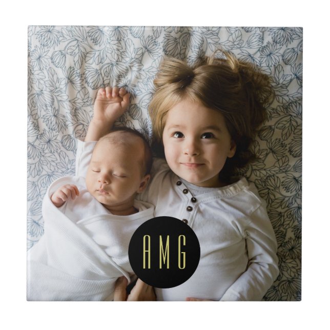 Kundenspezifisches Foto| Mit Monogramm Fliese (Vorderseite)