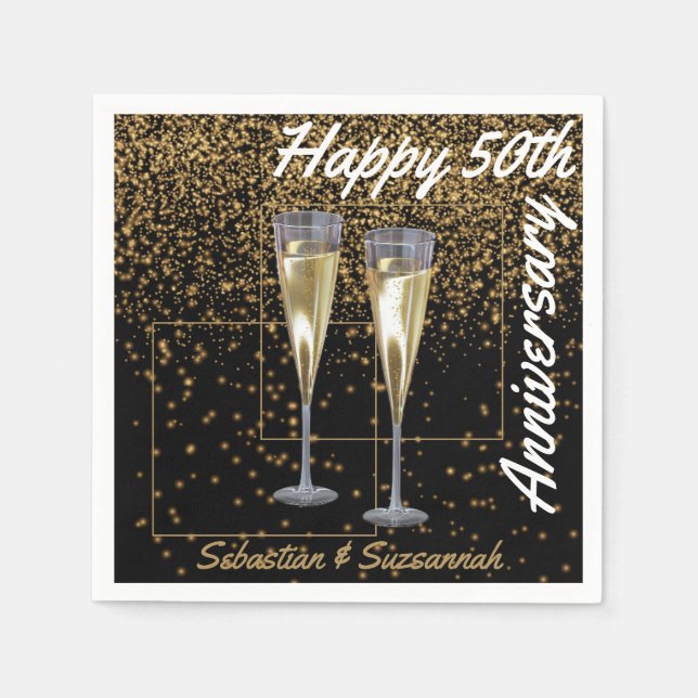 Kundenspezifisches Foto & Name 50. Hochzeitsjubilä Serviette (Vorderseite)
