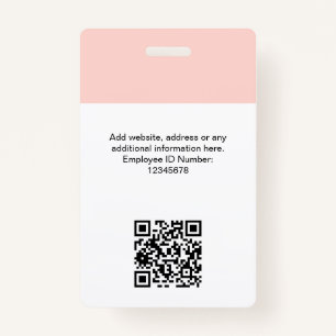 Kundenspezifisches Foto, Qr-Code, Logo, Name Ausweis
