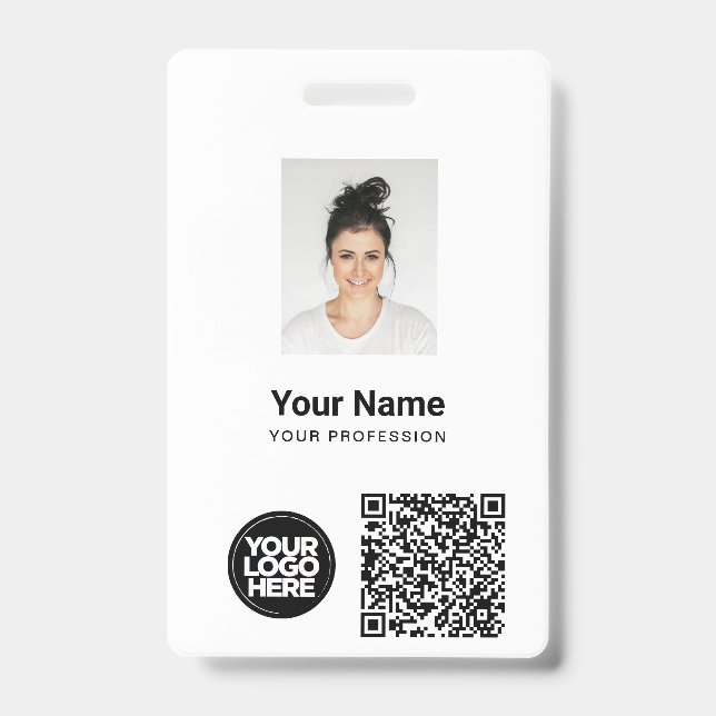 Kundenspezifisches Foto, Qr und Bar, Logo, Name Ausweis (Vorderseite)