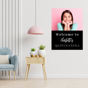 Kundenspezifisches Foto Schwarz-weiß Quinceanera P Poster