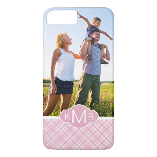 Kundenspezifisches Foto-u. Monogramm-hellrosa Case-Mate iPhone Hülle (Rückseite)