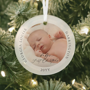 Kundenspezifisches Foto und Name Baby's First Chri Ornament Aus Glas