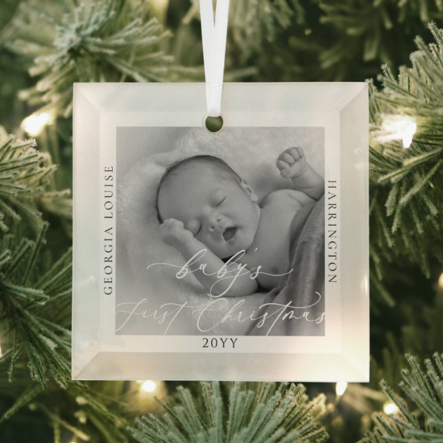 Kundenspezifisches Foto und Name Baby's First Chri Ornament Aus Glas (Insitu)