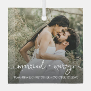 Kundenspezifisches Foto Verheiratet & Frohe Erste Ornament Aus Glas