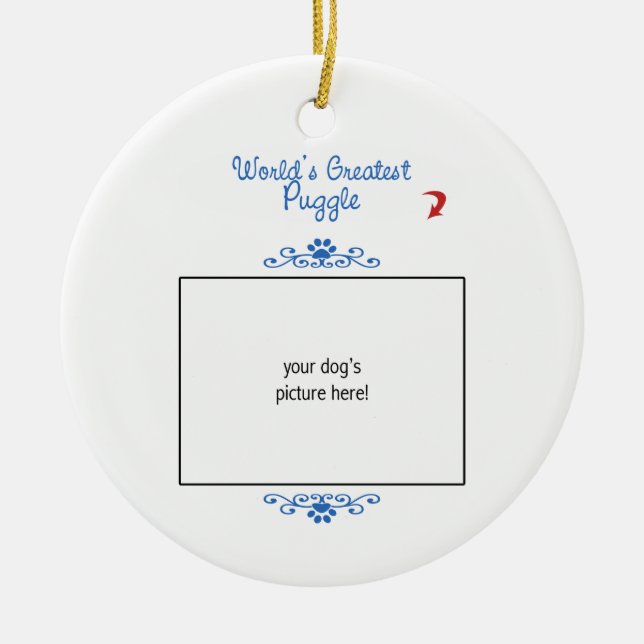 Kundenspezifisches Foto! Weltbestes Puggle Keramikornament (Vorne)