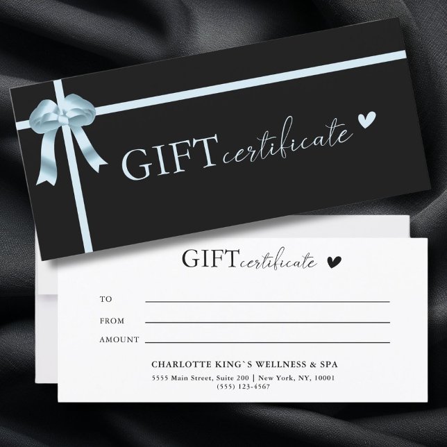 Kundenspezifisches Geschenkzertifikat (Customer specific, Luxury, Elegant, Ribbon, Salon, Black Business Gift Certificate.)