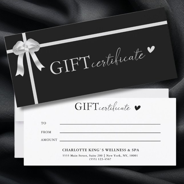 Kundenspezifisches Geschenkzertifikat (Customer specific, Luxury, Elegant, Ribbon, Salon, Black Business Gift Certificate.)