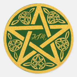 Kundenspezifisches Gold-Pentagramm mit keltischen  Runder Aufkleber
