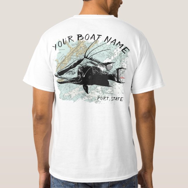 Kundenspezifisches Hogfish-Boots-Namen-Shirt T-Shirt (Rückseite)