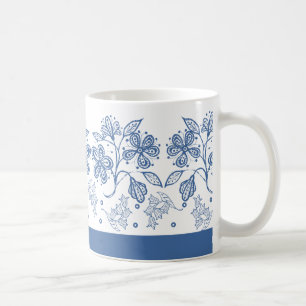 Kundenspezifisches Indigo-Blau auf weißer Kaffeetasse