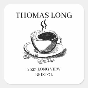 Kundenspezifisches Logo Coffewood-Geschäft Quadratischer Aufkleber