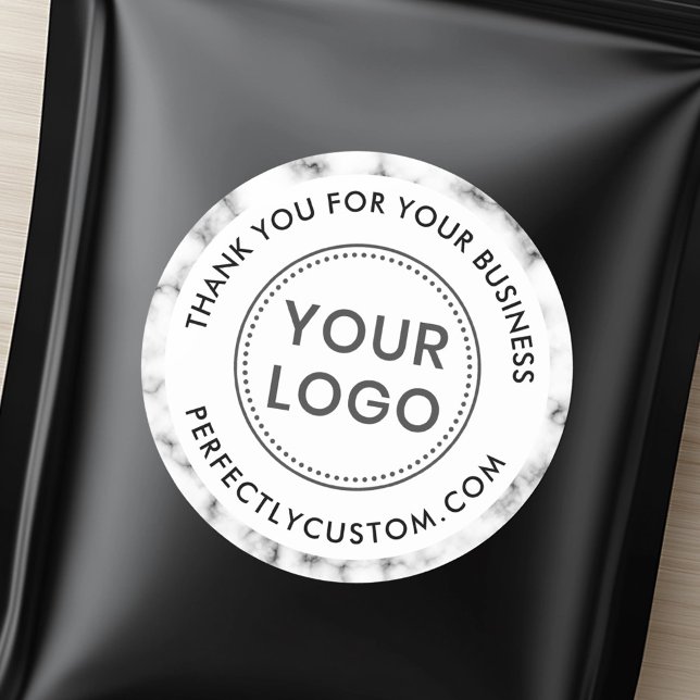 Kundenspezifisches Logo Marmor Grenz-Geschäft Viel Runder Aufkleber (Custom logo marble border business thank you classic round sticker)