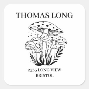 Kundenspezifisches Logo Mushroom Holzgeschäft Quadratischer Aufkleber