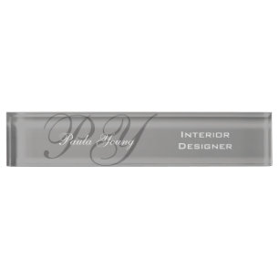 Kundenspezifisches modernes Monogramm 2 (Grau) Namensplakette